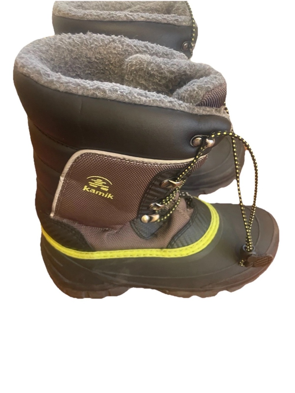 Kamik Kids Black Green Waterproof Insulated Ski Winter Snow Boots